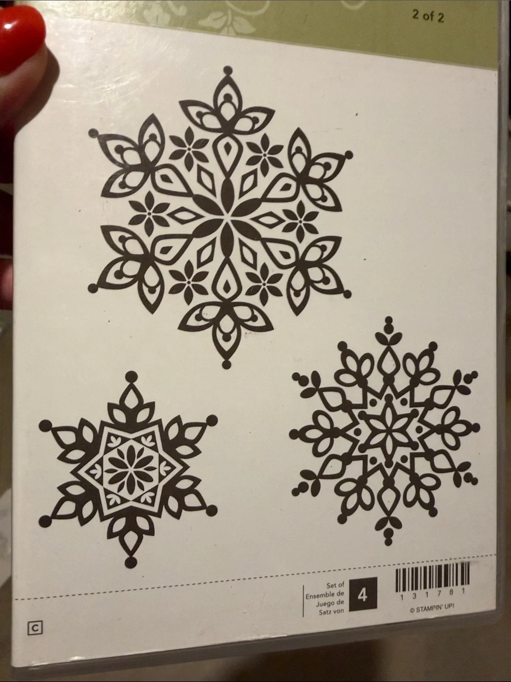 Festive Flurry Stampin Up stamp and Die Set - Silver & White Snowflake Desi
